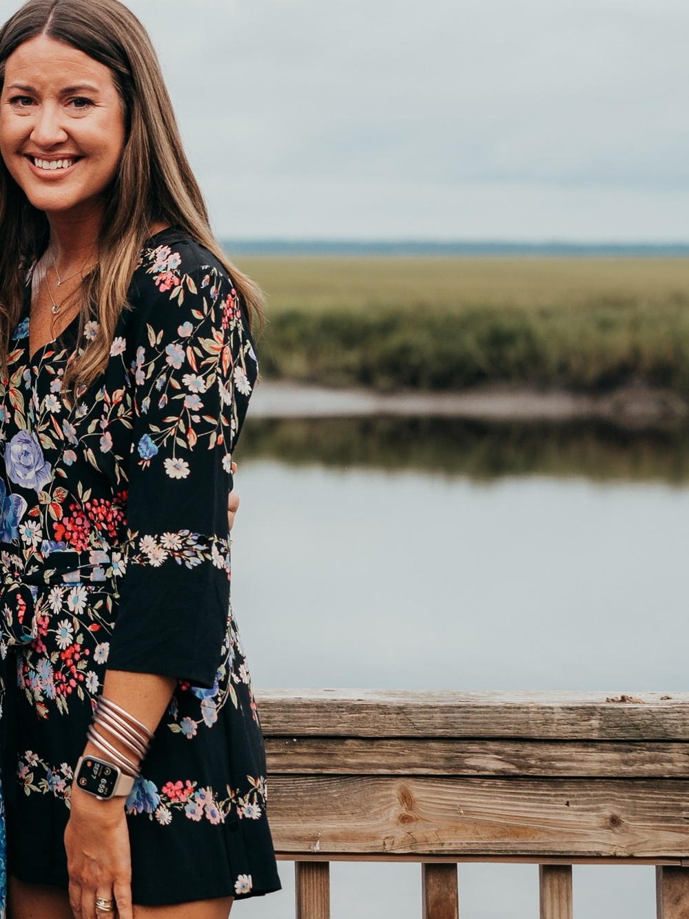 Black Floral V-Neck Romper